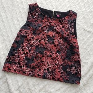 Vince Camuto Red & Black Flora Lace Sleeveless Top